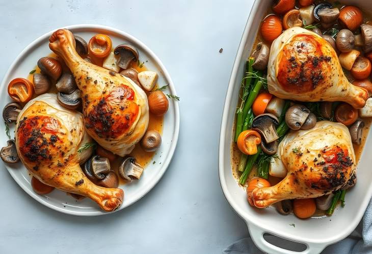 OnePan Baked Chicken Legs with Mushrooms and Vegetables